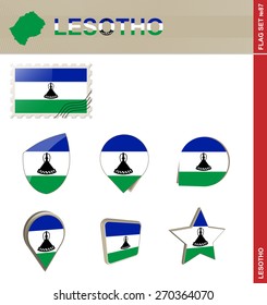 Lesotho Flag Set, Flag Set #87. Vector.