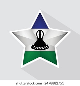 Lesotho Flag Star Shape Icon