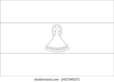 Lesotho flag - thin black vector outline wireframe isolated on white background. Ready for colouring.
