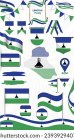 Arte de diseño de vectores de bandera de Lesoto