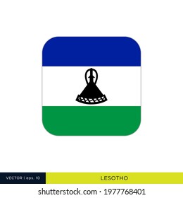 Lesotho Flag Vector Stock Illustration Design Template. Rounded Square Shape.