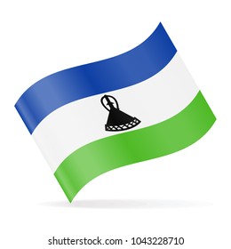 Lesotho Flag Vector Waving Icon - Illustration