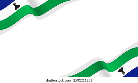 Lesotho flag wave isolated with copy space background