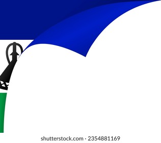 Lesotho flag wave isolated on png or transparent background
