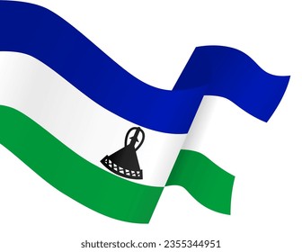Lesotho flag wave isolated on png or transparent background