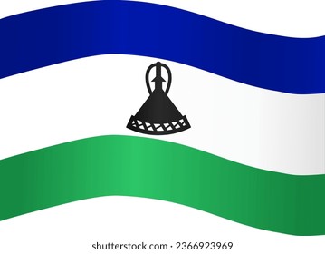 Lesotho flag wave isolated on png or transparent background