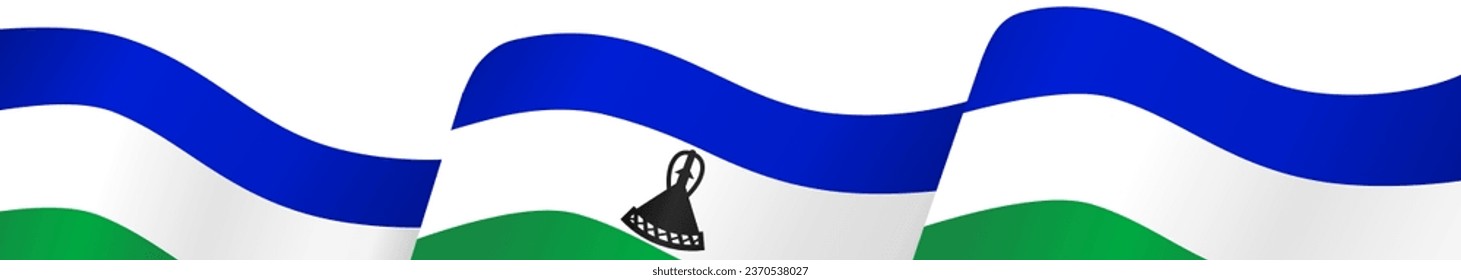 Lesotho flag wave isolated on png or transparent background