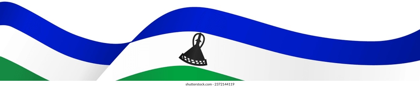 Lesotho flag wave isolated on png or transparent background