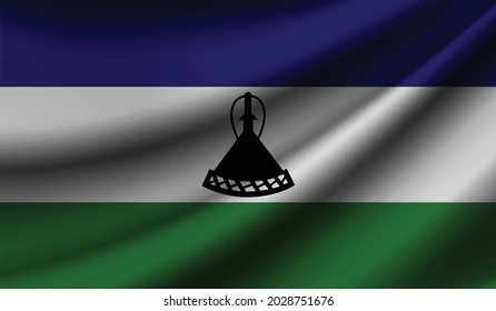 Lesotho flag waving. Background for patriotic and national design. Vector illustration
