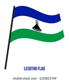 Lesotho Flag Waving Vector Illustration on White Background. Lesotho National Flag.