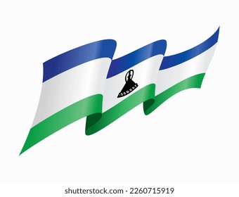 Fondo abstracto ondulado de la bandera de Lesoto. Ilustración vectorial.