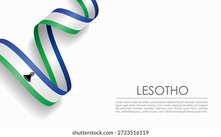 Cinta ondulada de la bandera de Lesoto, que simboliza el orgullo nacional, ideal para temas de diseño patriótico o cultural. Ilustración vectorial.