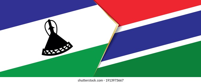 Lesotho and Gambia flags, two vector flags symbol of relationship or confrontation.