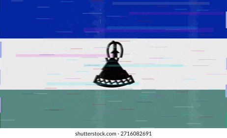 Vector Video de bandera de falla de Lesotho, distorsión dividida RGB, ilustración digital abstracta de marco