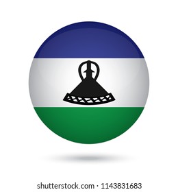 Lesotho glossy round button. Vector Illustration EPS10.