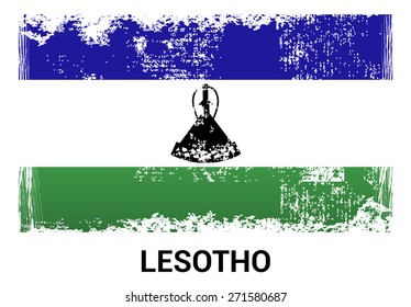 Lesotho grunge flag isolated vector in official colors and Proportion Correctly. country's name label in bottom