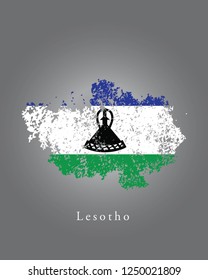 Lesotho grunge old state flag
