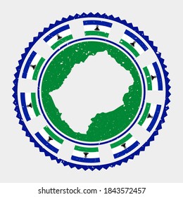 Lesotho grunge stamp. Round logo with map and flag of Lesotho. Country stamp. Vector illustration.