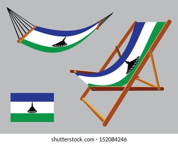 lesotho hammock and deck chair set against gray background, abstract vector art illustration