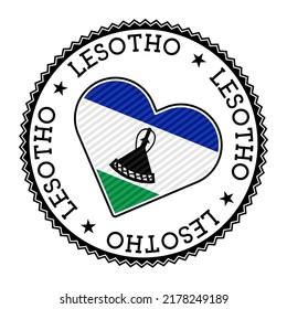 Lesotho heart badge vector logo with national symbols and a heart design.