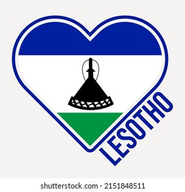 Lesotho heart flag badge. Made with Love from Lesotho logo. Flag of the country heart shape. Vector illustration.