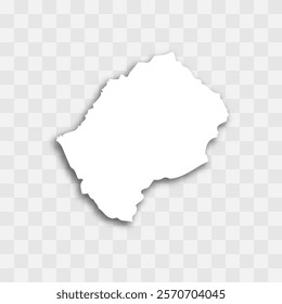 Lesotho high detailed vector representation of country silhouette. White color on transparent background with dropped shadow. For educational, decorative, or informational use.