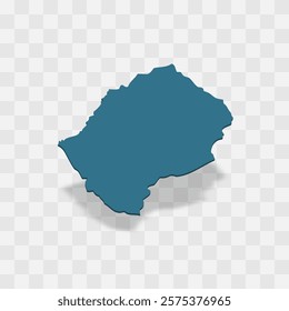 Lesotho high detailed vector representation of country silhouette. 3D map on transparent background with dropped shadow. For educational, decorative, or informational use.