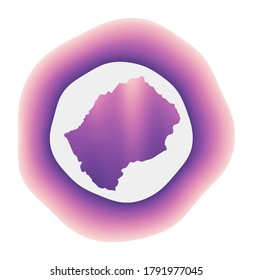 Lesotho icon. Colorful gradient logo of the country. Purple-red Lesotho rounded sign with map for your design. Vector illustration.