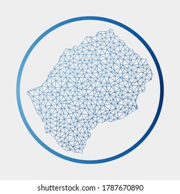 Lesotho icon. Network map of the country. Round Lesotho sign with gradient ring. Technology, internet, network, telecommunication concept. Vector illustration.