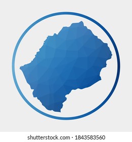 Lesotho icon. Polygonal map of the country in gradient ring. Round low poly Lesotho sign. Vector illustration.