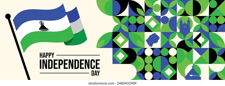 Anuncio de la bandera del día de la independencia de Lesotho, se puede utilizar para diseños de negocios, diseños de presentación o cualquier diseño adecuado.


