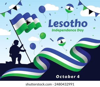 Anuncio de la bandera del día de la independencia de Lesotho, se puede utilizar para diseños de negocios, diseños de presentación o cualquier diseño adecuado.

