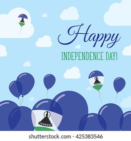 Lesotho Independence Day Flat Patriotic Design. Mosotho Flag Balloons. Happy National Day Lesotho Vector Patriotic Design. Celebration Balloons Patriotic Design.