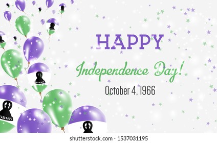 Lesotho Independence Day Greeting Card. Flying Balloons in Lesotho National Colors. Happy Independence Day Lesotho Vector Illustration.