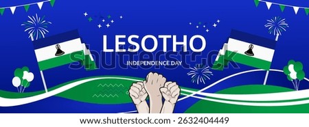 Lesotho Independence Day modern greeting banner. 4 October Happy National Day. Festive horizontal background with flag colors, great for carnival poster, tourism campaign, holidays flash sale