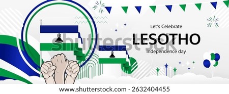 Lesotho Independence Day modern greeting banner. 4 October Happy National Day. Festive horizontal background with flag colors, great for carnival poster, tourism campaign, holidays flash sale