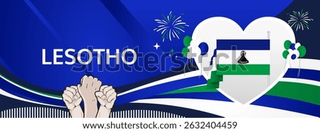 Lesotho Independence Day modern greeting banner. 4 October Happy National Day. Festive horizontal background with flag colors, great for carnival poster, tourism campaign, holidays flash sale
