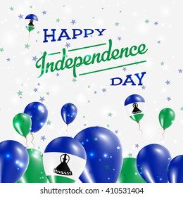 Lesotho Independence Day Patriotic Design. Balloons in Mosotho National Colors. Happy Independence Day Lesotho Vector Greeting Card.