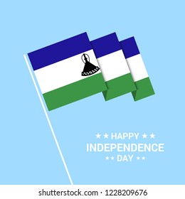 Lesotho Independence day typographic design with flag vector