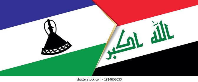 Banderas de Lesotho y el Iraq, dos indicadores vectores símbolo de relación o enfrentamiento.