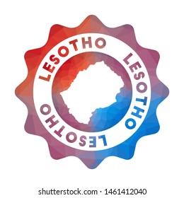 Lesotho low poly logo. Colorful gradient travel logo of the country in geometric style. Multicolored polygonal Lesotho rounded sign with map for your infographics.