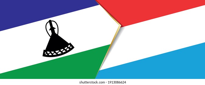 Lesotho and Luxembourg flags, two vector flags symbol of relationship or confrontation.
