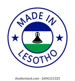 Lesotho Made in Stamp im Kreis mit Flagge Vektorvorlage auf weißem Hintergrund