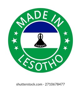 Lesotho Made in Stamp in circle with flag Vector template on white background