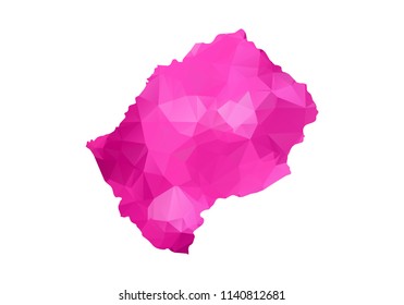 lesotho Map - Abstract geometric rumpled triangular low poly style gradient graphic on white background , line dots polygonal design for your . Vector illustration