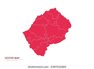 Mapa de Lesoto - estilo abstracto rojo aislado en fondo blanco para infografía, vector de diseño.