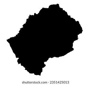 Lesotho map in black color isolate on  white background