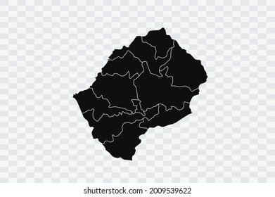 Mapa de Lesoto de color negro en ng de fondo