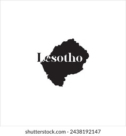 Lesotho map and black lettering design on white background