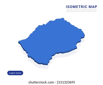 Mapa de Lesoto azul aislado en fondo blanco con 3d ilustración vectorial isométrica.